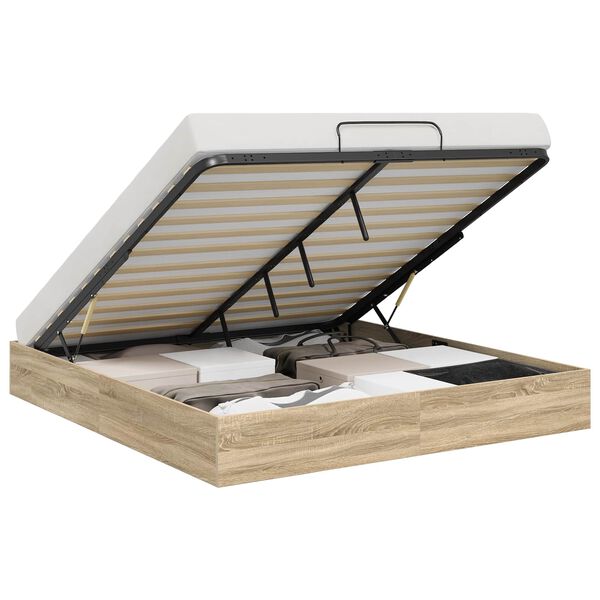 vidaXL Ottoman Bed Frame Sonoma Oak 203 x 180 x 25 cm Chipboard