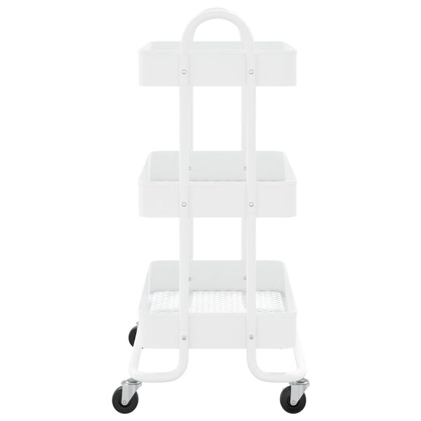 vidaXL 3-Tier Trolley White 43x34x79 cm Steel