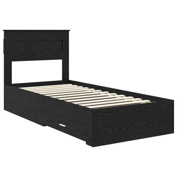vidaXL Bed Frame with Headboard Black Oak 90 x 190 cm Engineered Wood