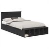 vidaXL Bed Frame with Shelf Manual Black 120 x 190 cm Engineered Wood