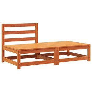 vidaXL Garden Sofa Armless with Footstool Wax Brown Solid Wood Pine