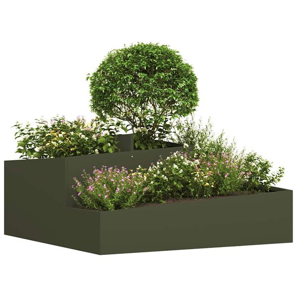 vidaXL Garden Planter Olive Green 100 x 100 x 50 cm Cold-rolled Steel