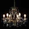 vidaXL Chandelier with Crystal Beads Golden Round 6 x E14