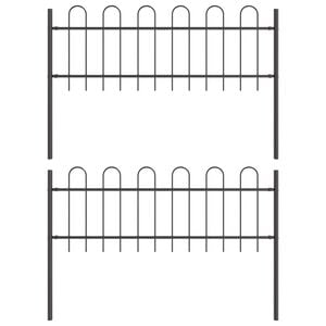 vidaXL Garden Fence BOXTEL 2 pcs 3.4 x 0.6 m Powder-coated Steel Grey