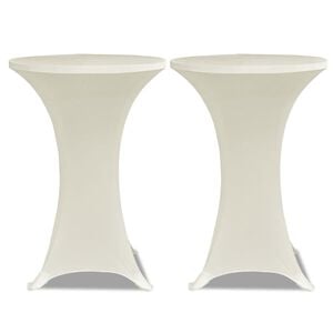 Standing Table Cover &Oslash;60cm Cream Stretch 2 pcs