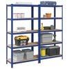 vidaXL 5-Layer Storage Shelves 2 pcs Blue Steel&Engineered Wood