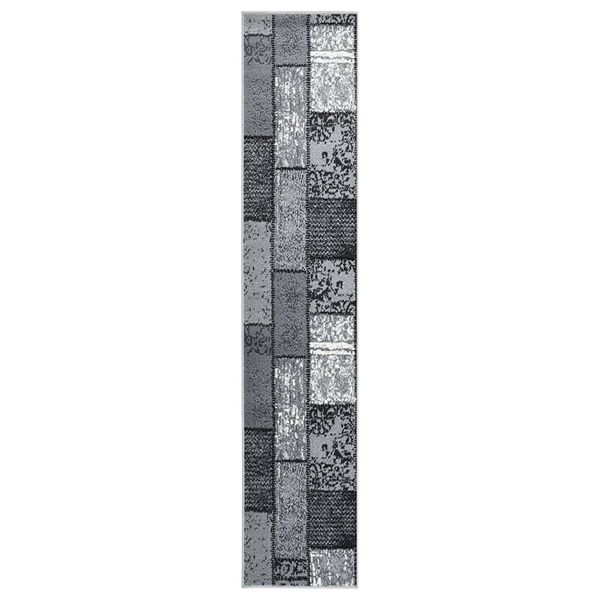 vidaXL Runner Rug BCF Grey with Block Pattern 60x450 cm