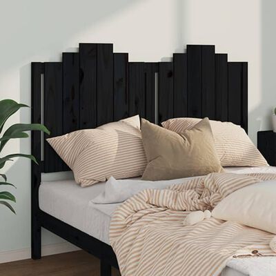 vidaXL Bed Headboard Black 141x4x110 cm Solid Wood Pine