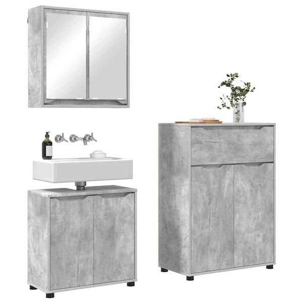 vidaXL Bathroom Furniture Set 3 pcs Concrete Grey Engineered Wood
