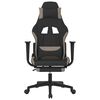 vidaXL Massage Gaming Chair with Footrest Black and Taupe Fabric