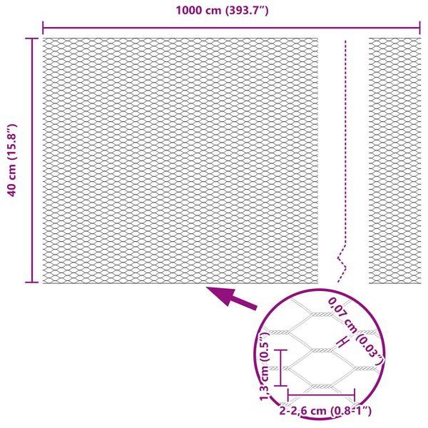 vidaXL Hexagon Fence Green 0.4 x 10 m Steel