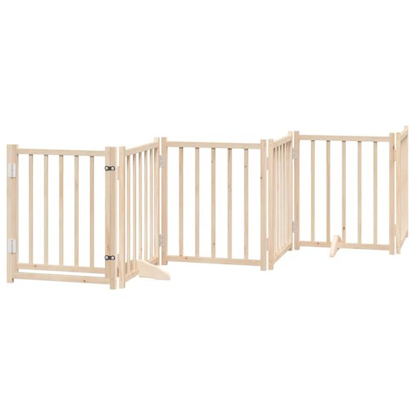 vidaXL Dog Gate with Door Foldable 12 Panels 600 cm Poplar Wood