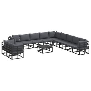 vidaXL Garden Sofa Set 12 pcs Black Aluminium