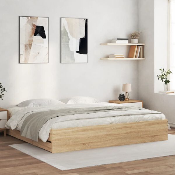 vidaXL Bed Frame with Drawers without Mattress Sonoma Oak 200x200 cm