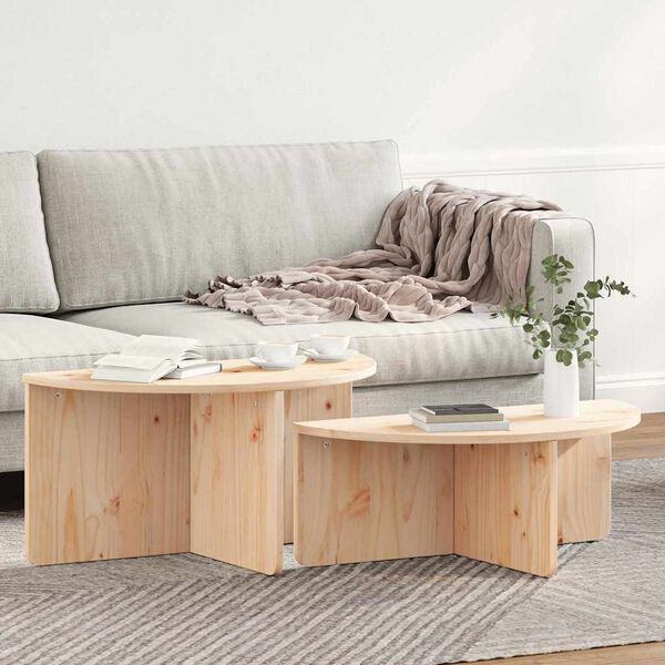 vidaXL Coffee Table 2 pcs Natural Solid pine wood