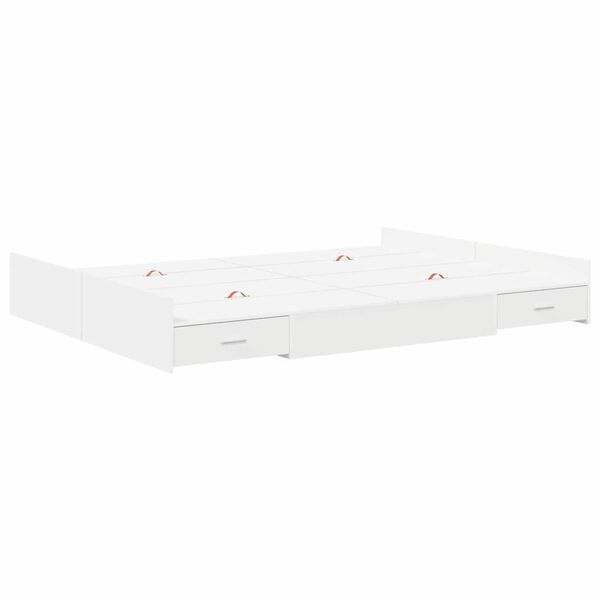 vidaXL Storage Bed Frame White 135 x 190 cm Engineered Wood
