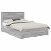 vidaXL Bed Frame with Drawer Grey Sonoma 140 x 190 cm Engineered Wood