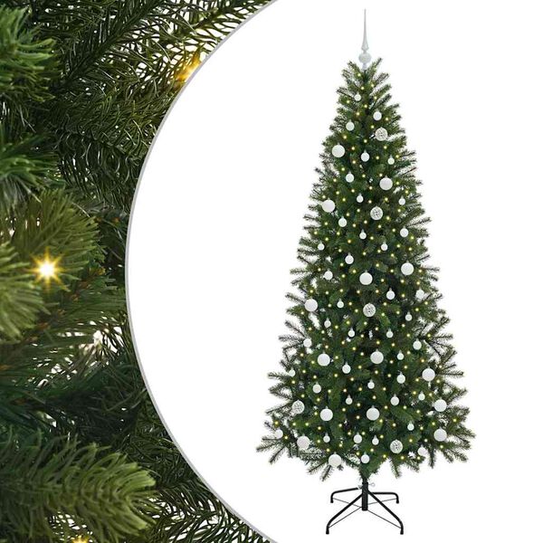 vidaXL Artificial Christmas Tree with 300 LEDs Green 210 cm PE and PVC