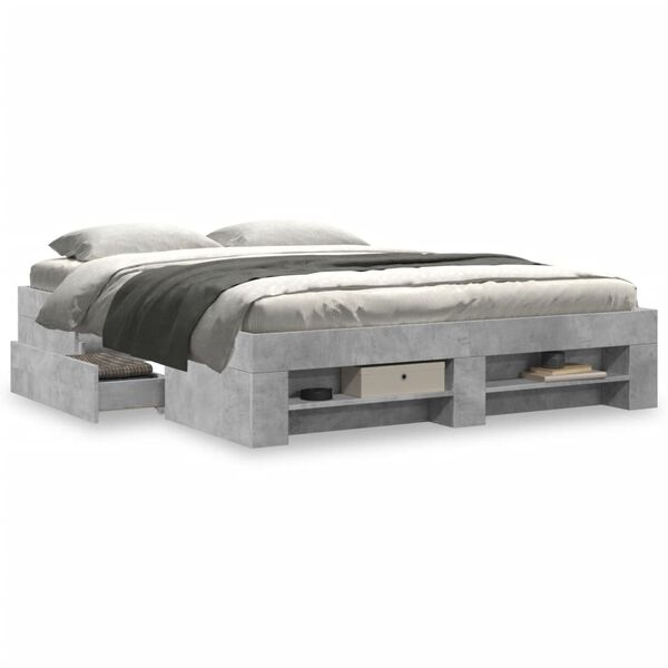 vidaXL Bed Frame without Mattress Concrete Grey 150x200cm Engineered Wood