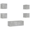 vidaXL 5 Piece TV Wall Cabinets with LED Lights Concrete Grey
