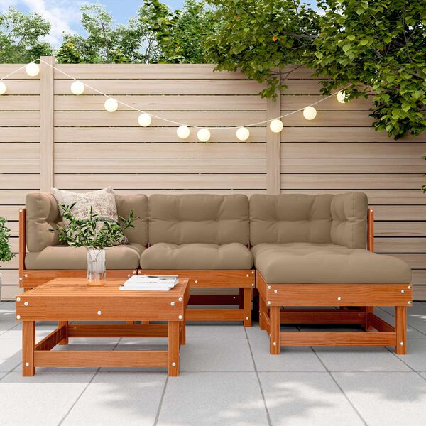 vidaXL Garden Lounge Set 5 pcs Wax Brown Solid Pine Wood