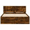 vidaXL Bed Frame with Headboard and LED Smoked Oak 140x190 cm