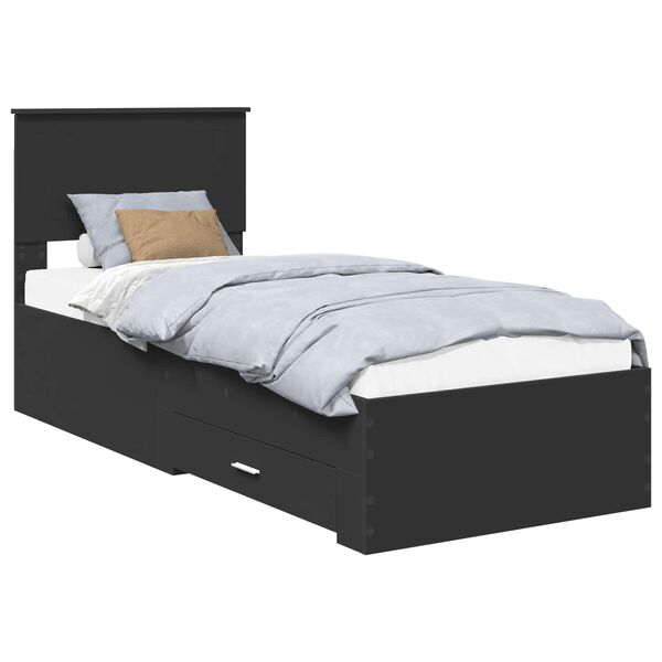 vidaXL Bed Frame Black and Silver 75 x 190 cm Engineered Wood