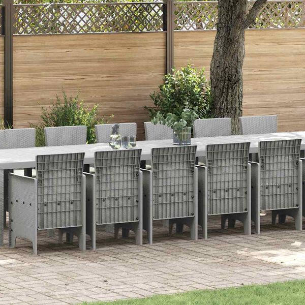 vidaXL Garden Dining Set with Cushions 17 pcs Light Grey PP