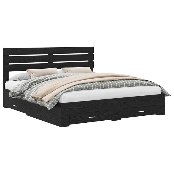 vidaXL Bed Frame with Drawer with Headboard Manual Engineered Wood