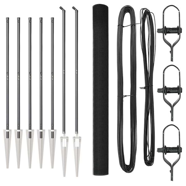 vidaXL Fence Post Grey 10 x 1.6 m (12 x 12 mm mesh) Steel and PVC