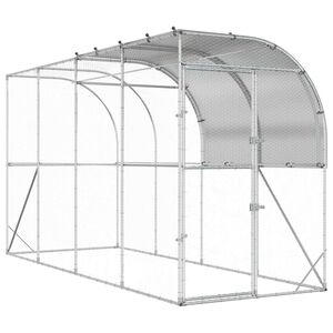 vidaXL Against Wall Chicken Coop Silver 400 x 100 x 215 cm