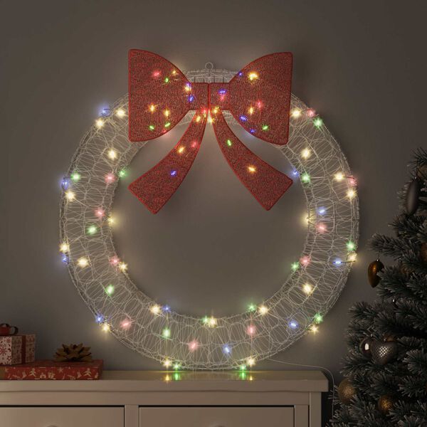 vidaXL Wreath with 80 LEDs Multicolour 92 x 92 x 9.5 cm Acrylic