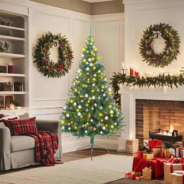 vidaXL Artificial Pre-lit Christmas Tree Green 180 cm PVC