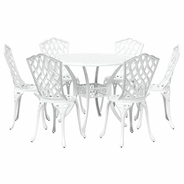 vidaXL Garden Dining Set 7 pcs White Aluminium