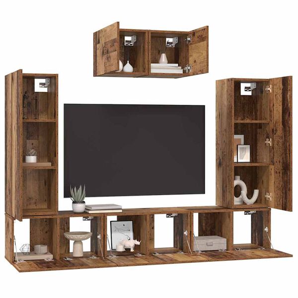 vidaXL TV Cabinet Set Wall-mounted 7 pcs Old Wood Engineered Wood