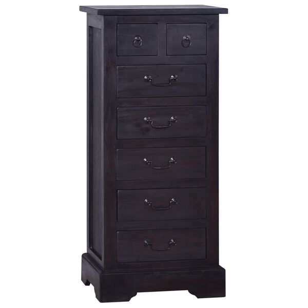 vidaXL Chest of Drawers Light Black 45x35x100 cm Solid Wood Mahogany