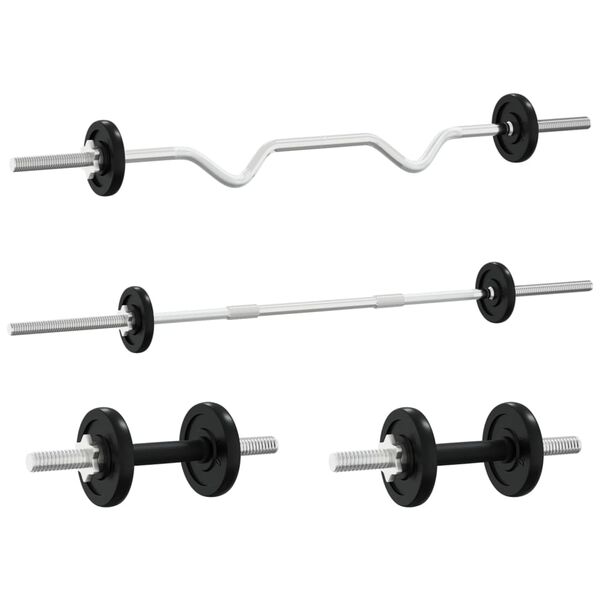 vidaXL Barbell and Dumbbell with Plates 90 kg Cast Iron