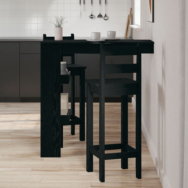 vidaXL Wall Bar Table Black Oak 102 x 45 x 103.5 cm Engineered Wood