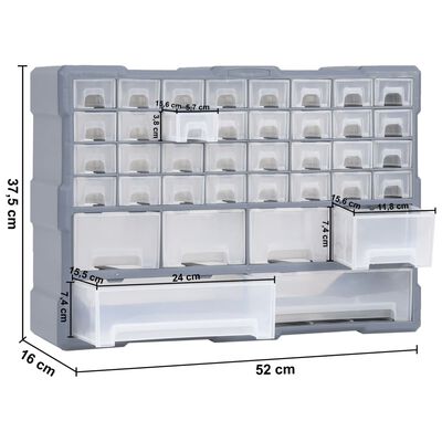vidaXL Multi-drawer Organiser with 40 Drawers 52x16x37.5 cm