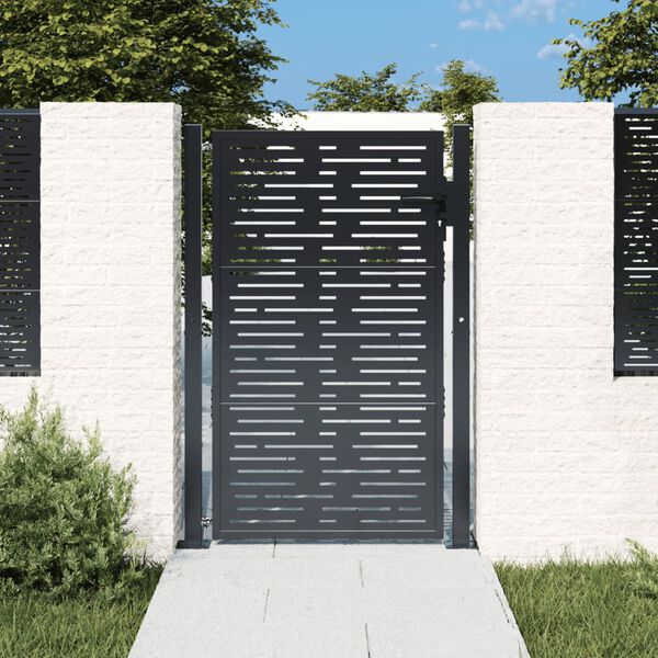 vidaXL Garden Gate Anthracite 100x150 cm Steel Square Design