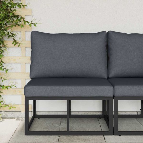 vidaXL Outdoor Furniture with Cushion with Pillow Black Aluminium