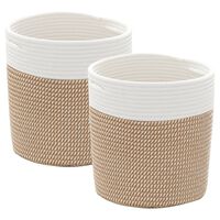 vidaXL Storage Baskets 2 pcs Brown and White Ø28x28 cm Cotton