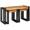 vidaXL Nesting Table 3 pcs Brown and Black Solid Mango Wood and Metal