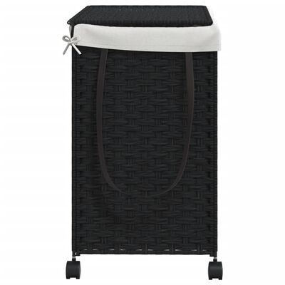 vidaXL Laundry Basket with Wheels Black 60x35x60.5 cm Rattan