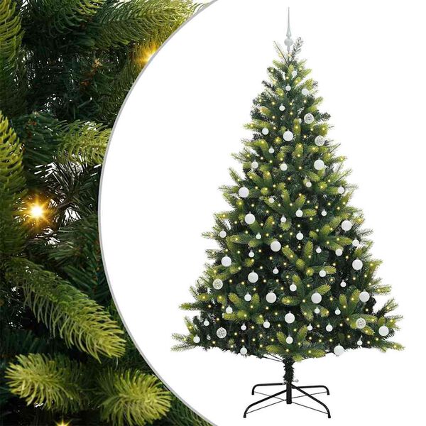 vidaXL Artificial Hinged Christmas Tree 300 LEDs Green 210 cm
