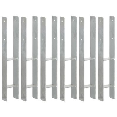 vidaXL Fence Anchors 6 pcs Silver 9x6x60 cm Galvanised Steel