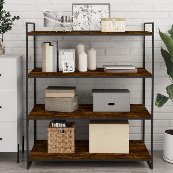 vidaXL Wall Shelves 4 pcs Smoked Oak 100x50x1.5 cm Engineered Wood