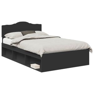 vidaXL Bed Frame with Headboard Black 120 x 200 cm Solid Pine Wood