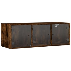 vidaXL Wall Cabinet with Glass Doors Smoked Oak 102x37x35 cm