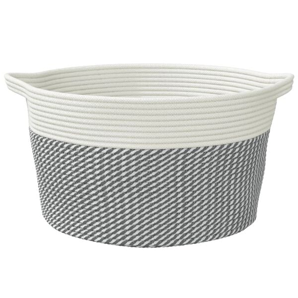 vidaXL Storage Basket Grey and White &Oslash;40x25 cm Cotton